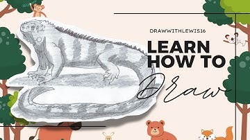 HOW TO DRAW AN IGUANA - KIDS VERSION | STEP BY STEP BASICS EASY DRAWING | PENCIL SKETCH