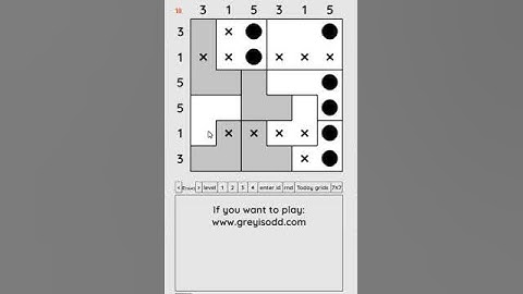 Grey is Odd - Today grids. Solution level 1 6X6 dated 04-07-2024
