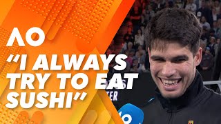 Alcaraz' dives into his favourite players (and food!) on tour: 2024 Australian Open | WWOS