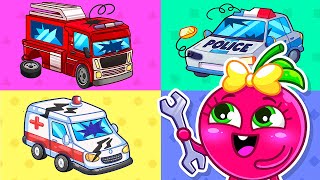 Let's Repair Fire Truck, Police Car and Ambulance Song 🚨🚓II VocaVoca🥑 Kids Songs \& Nursery Rhymes