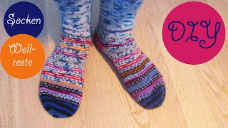 Socken stricken aus Wollresten | eine geniale Technik