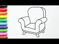 Cara Menggambar dan Mewarnai Sofa Satu Seater