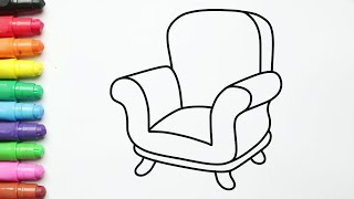 Cara Menggambar dan Mewarnai Sofa Satu Seater