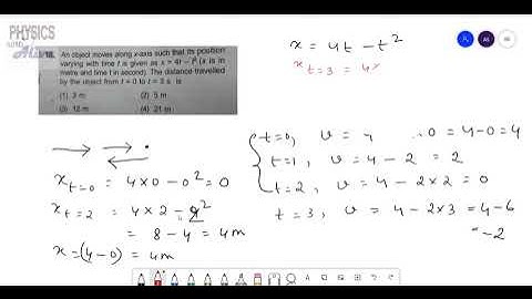 An object moves along x axis such that it