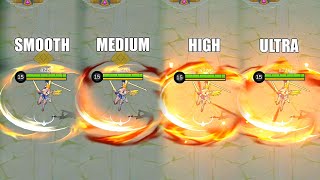 Fanny Lightborn Ranger Skin in Different Graphics Settings MLBB