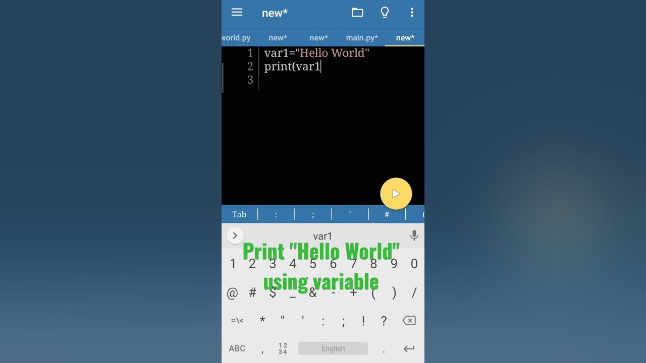 Print Hello World using variable in python code - YouTube