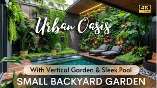 Elevate Your Outdoor Living: Small Modern Backyard Garden with Vertical Garden and Sleek Pool