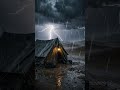 Sleeping Near a Desert Tent in a Thunderstorm | Rain, Thunder & Cozy Night Ambience