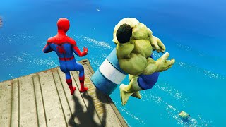 GTA 5 Water Ragdolls SPIDERMAN VS BIG HULK [Superhero Battle, Funny Moments, Euphoria Physics]