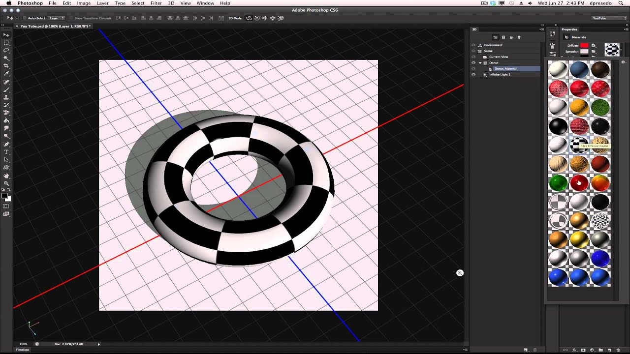 Photoshop Cs6 3d Materials Part 1 Youtube