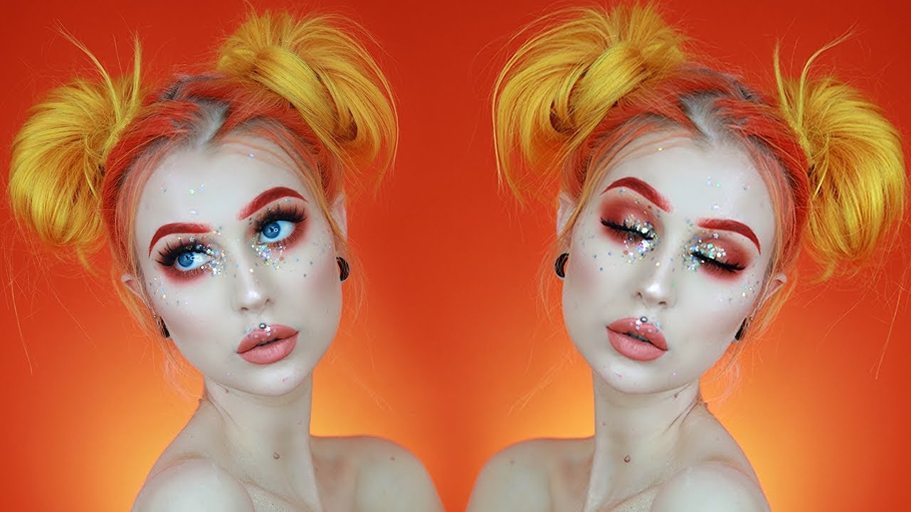 Glitter Festival Makeup + Space Buns with Short Hair CHATTY GRWM | Evelina Forsell