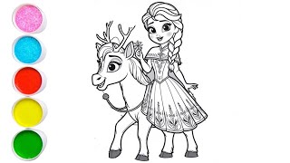 Elsa Drawing for Kids, Painting & Coloring for Kids | Let's Draw Together