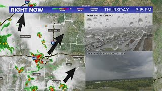 Scattered storms moving from Oklahoma into Arkansas | RADAR