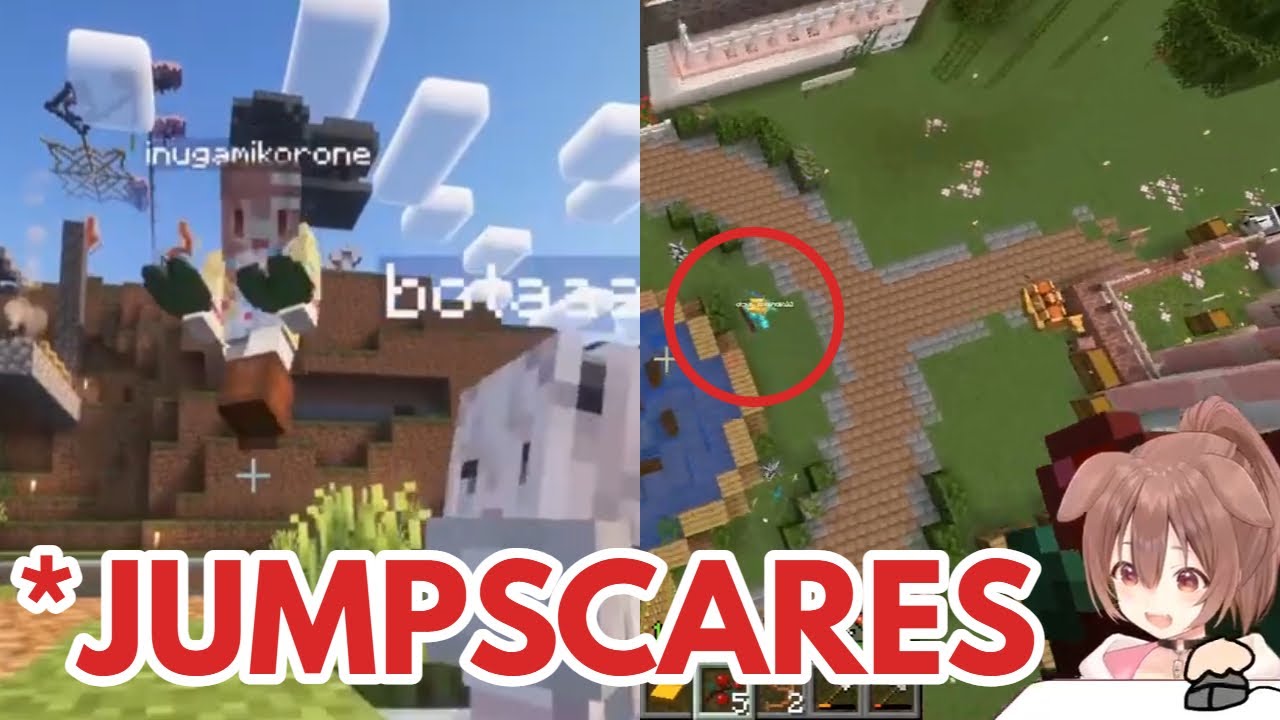 Korone Getting & Doing Jumpscares in Minecraft