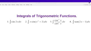 Integrals of Trigonometric Functions