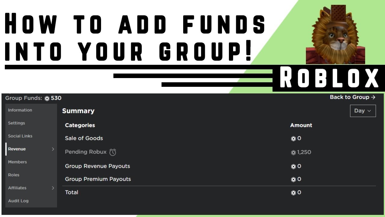 Roblox How To Add Funds Into Your Group Youtube - how to deposit robux into a group