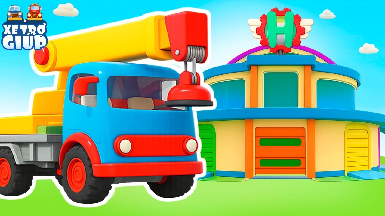 Xe cẩu, máy xúc và các xe xây dựng làm gara mới cho ô tô | Phim hoạt hình bằng tiếng Việt