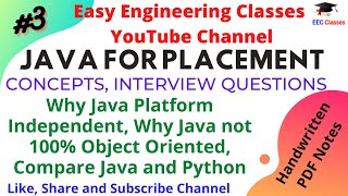 Java for Placements | Why Java Platform Independent, Not 100% Object Oriented, Compare Java & Python