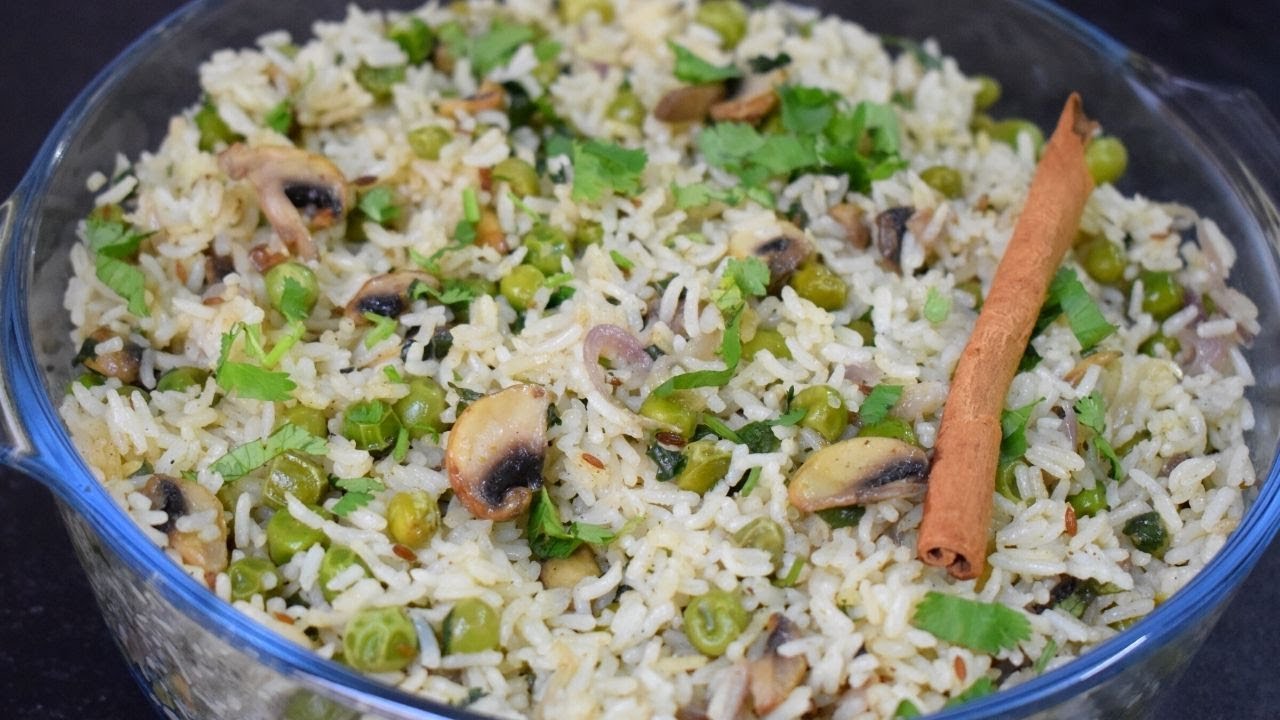 Matar Mushroom Pulao Mushroom Peas Pulav Quick Fried Rice YouTube