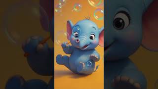 A baby elephant blowing bubbles and laughing, colorful 3D animation #shorts