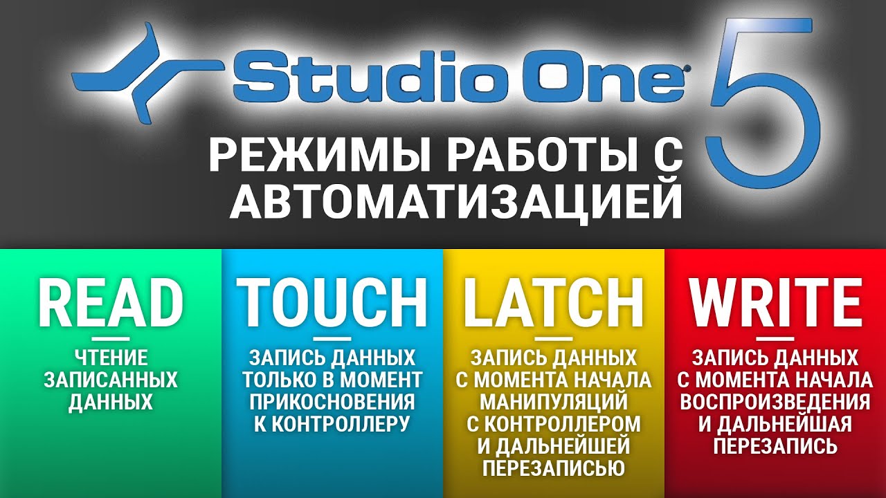 Различия в режимах автоматизации Studio One 5 режимы READ, TOUCH