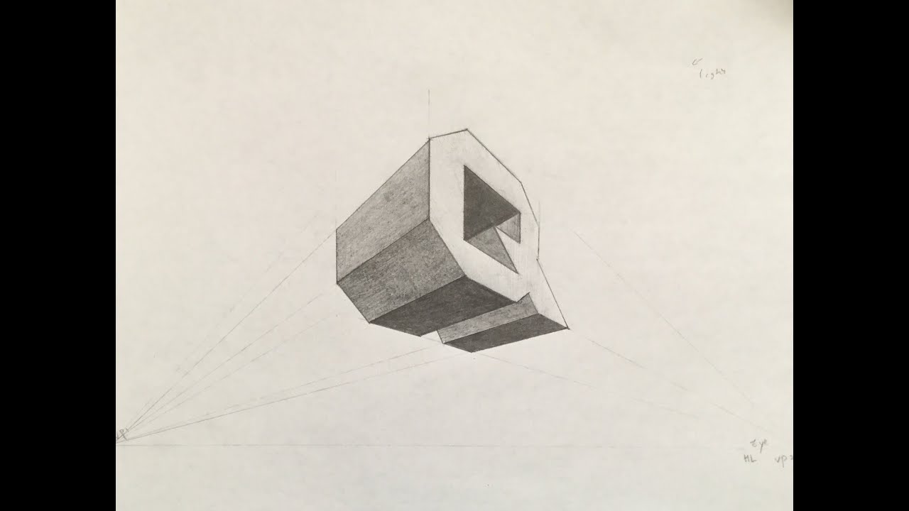 How to Draw Letter Q in Two Point Perspective, Part 2 