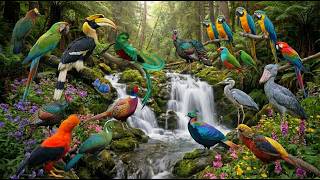 Amazon Rainforest Birds, Stream & Soft Music 🌳🦜🦩🦚 #BeautifulBirds #AnxietyRelief #RiverSounds #Birds screenshot 3