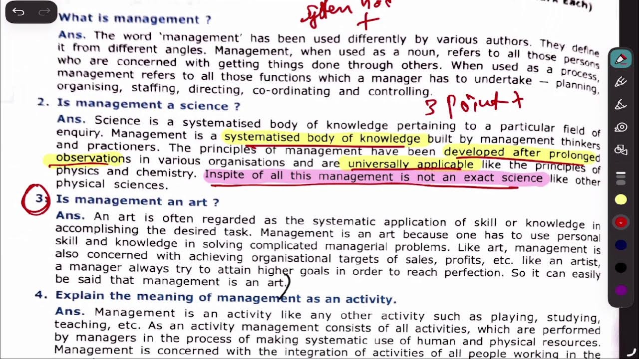 Class 12 commerce | BSM | Nature and scope of Management | Revision