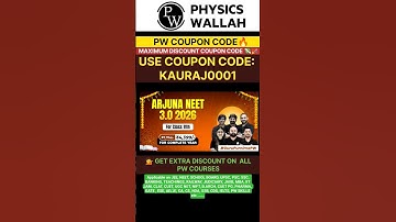 PW COUPON CODE FOR YAKEEN NEET 3.0 2026 BATCH | PW COUPON CODE FOR ARJUNA 3.0 NEET BATCH |#pw #neet​