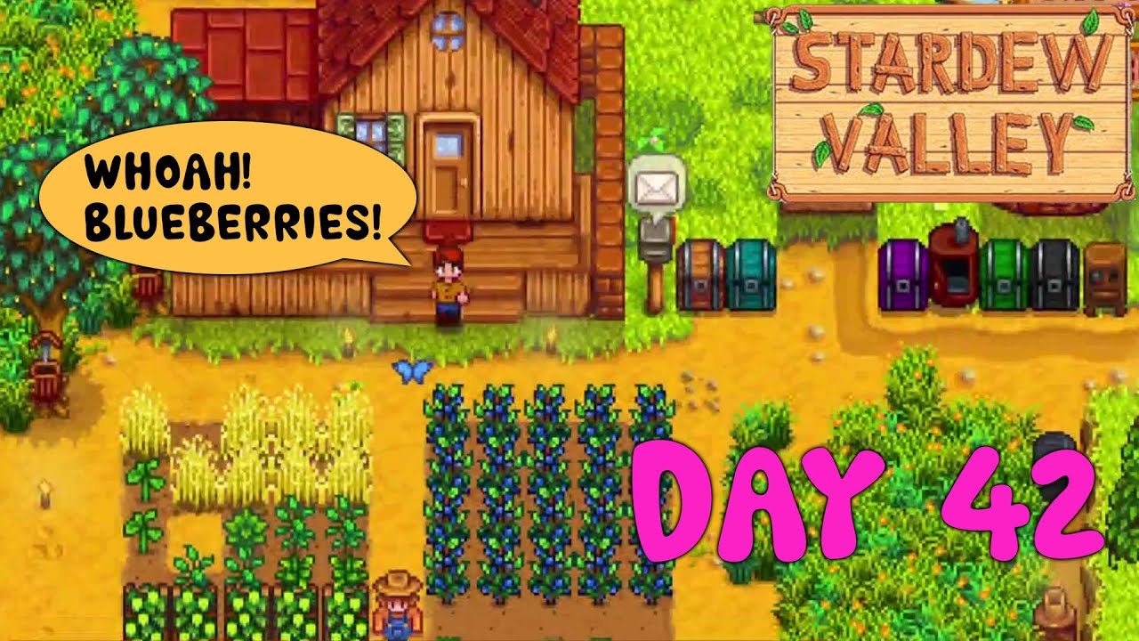 Stardew Valley Unwind Day 42 Blueberry harvest YouTube