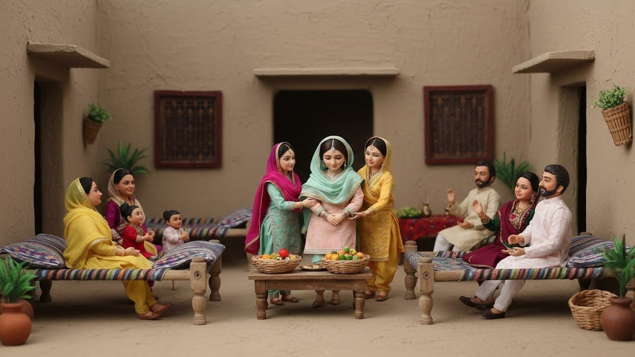 Церемония Бат Пакки с миниатюрными куклами из деревенского дома | Простой индийский момент Бат Пакки