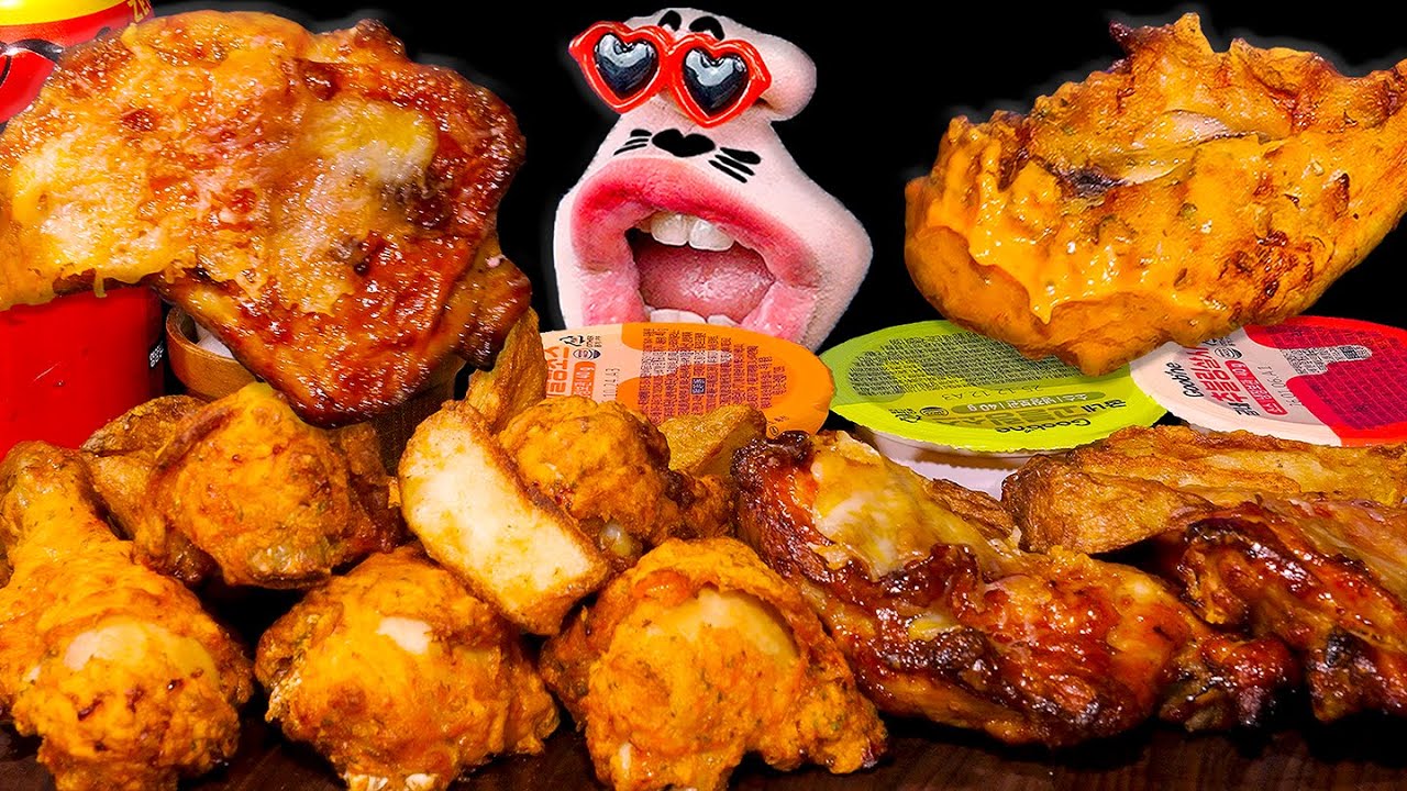 Губне Джангак Жареная курица и Гочу Басасак!🍗 ASMR Mukbang Eating Show :)