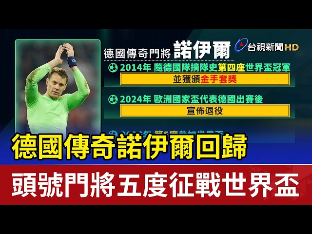 德國傳奇諾伊爾回歸 頭號門將五度征戰世界盃