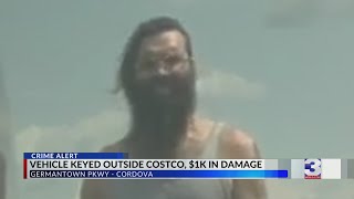Police search for man after car keyed at Costco