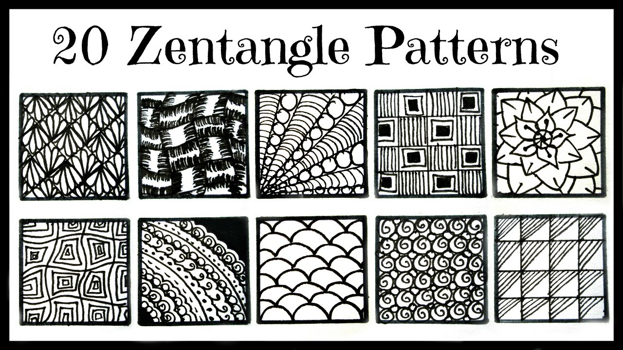 12 easy zentangle patterns , zentangle doodles for beginner 