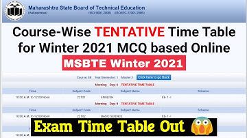 MSBTE Winter 2021 Exam Tentive Time Table Out MSBTE New Update