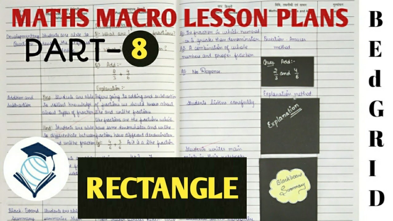 Maths macro lesson plan || Rectangle || BEd first year || BEd Grid ...