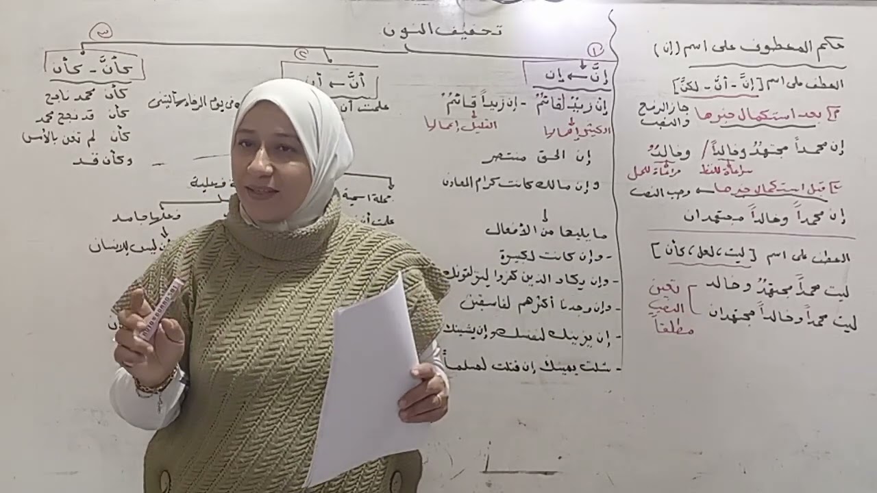 تابع إن وأخواتها (الجزء الأخير) تخفيف النون نحو الصف الأول الثانوي  ترم ثاني ٢٠٢٥ قناة الياسمين