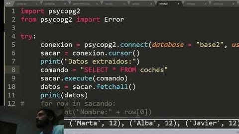 Python: obtener datos de una TABLA en PostgreSQL