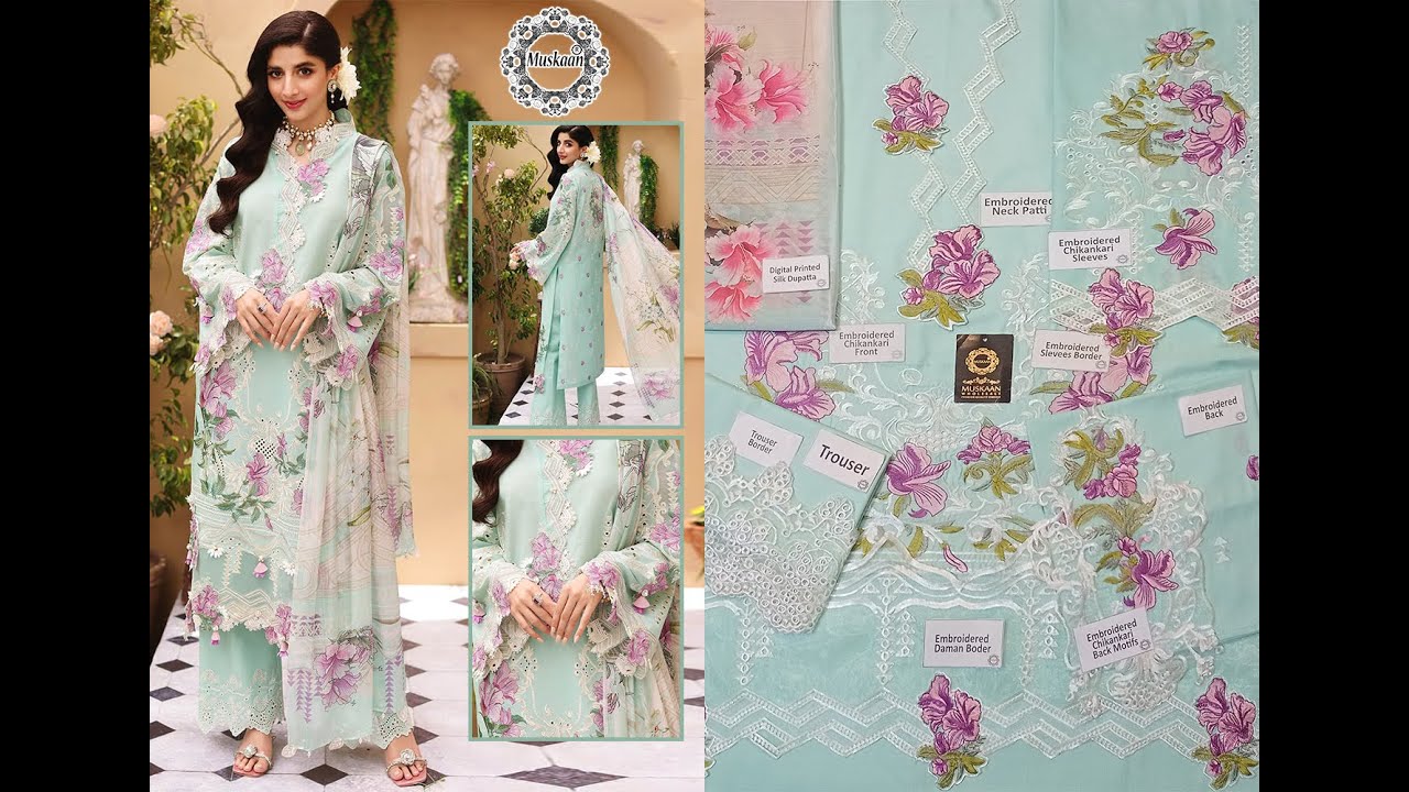 Elaf Premium | Print Chikankari 25 | ELK-01A BLUE BLOSSOM