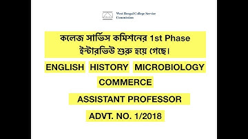 WBCSC 1ST PHASE INTERVIEW SCHEDULE ADVT. NO. 1/2018