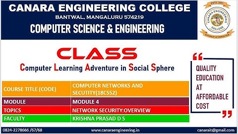 VTU COMPUTER NETWORKS AND SECURITY (18CS52) [Network Security : Overview] (M4 L1)