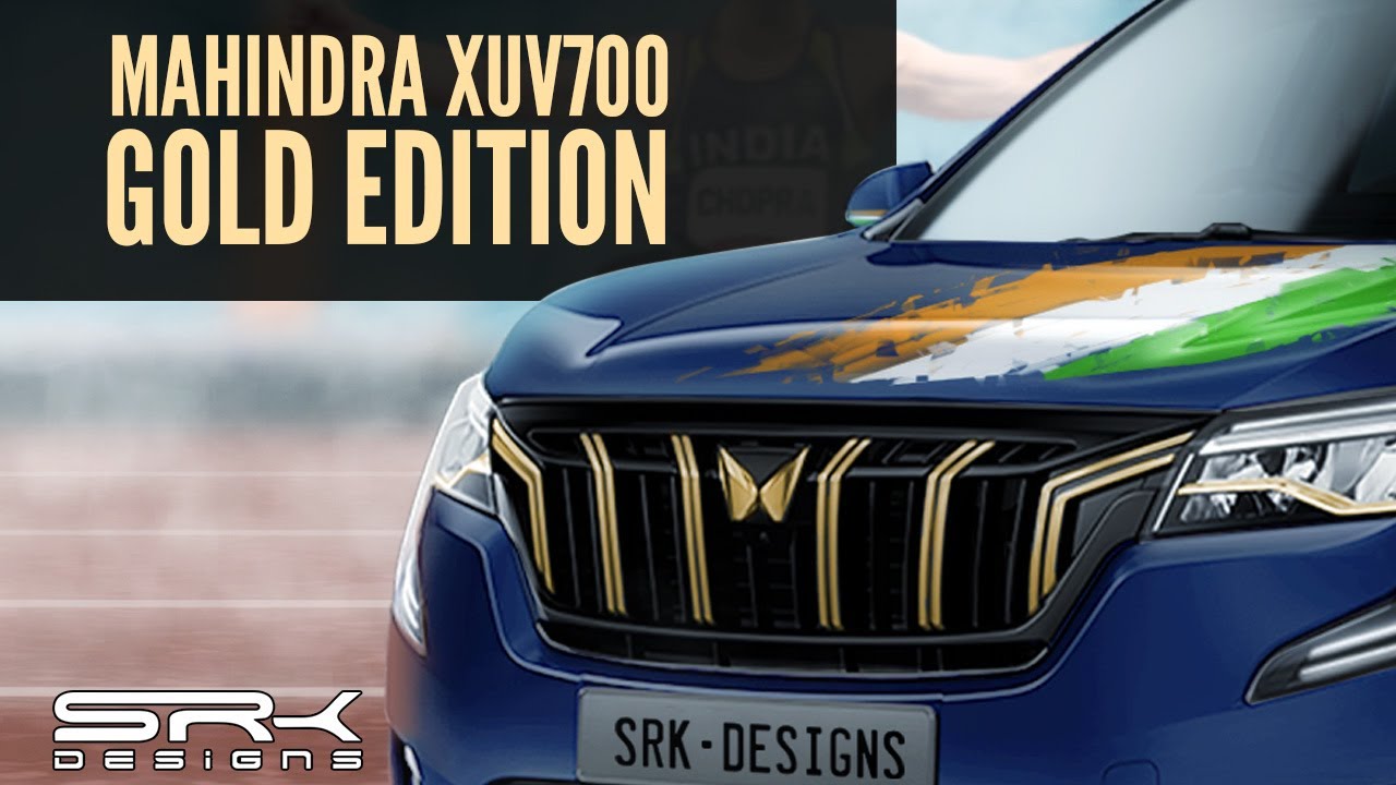 Mahindra XUV700 Gold Edition Neeraj Chopra Olympic Special Photoshop Car Rendering SRK 