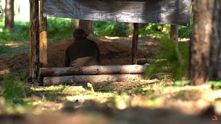 Bushcraft Cabin buldin from start to finish. 3 day alone in the woods.Skills.Fox near me