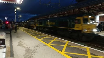 Freightliner Class 66 passing South through Grantham Station hauling JJA Autoballasters 25/10/2022