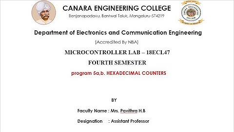VTU|MICROCONTROLLER LAB18ECL47|program5 Hexadecimal up counter & down counter conversion using 8051