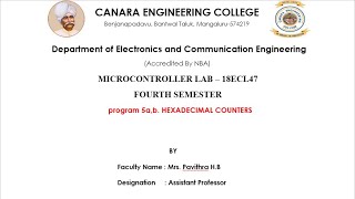 VTU|MICROCONTROLLER LAB18ECL47|program5 Hexadecimal up counter & down counter conversion using 8051