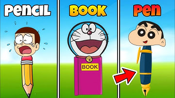 Shinchan And Nobita Play Noob Vs Pro Vs Hacker In Pencil Fight RUN 3D 🤣🤣 | Funny Game |