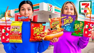 Eating Only SPICY GAS STATION FOOD for 24 Hours!!