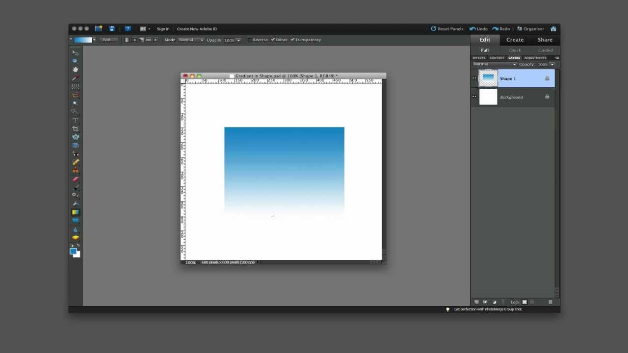 How To Create A Simple Gradient Within A Shape Using Photoshop Elements Youtube